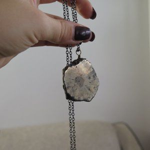 Pyrite long pendant necklace costume jewellery